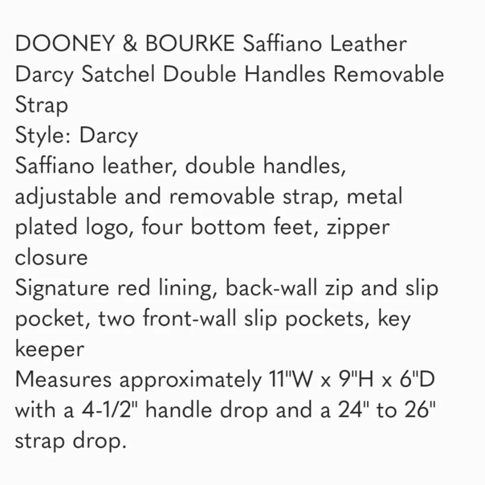 DOONEY & BOURKE Saffiano Leather Darcy Satchel Double Handles Removable Strap - Picture 15 of 16